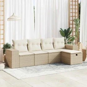 Juego de sofás jardín con cojines 5 pzas ratán sintético beige von , Gartensets - Ref: Foro24-3325664, Preis: 414,38 €, Rabat...