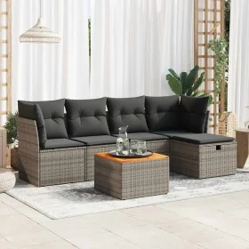 Set de muebles de jardín 6 pzas y cojines ratán sintético gris by , Garden sets - Ref: Foro24-3325756, Price: 337,81 €, Disco...