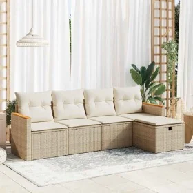 Juego de sofás jardín con cojines 5 pzas ratán sintético beige by , Garden sets - Ref: Foro24-3325901, Price: 364,45 €, Disco...