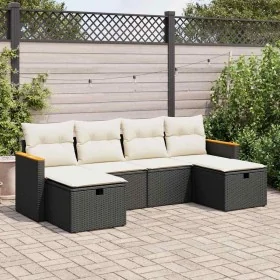 Set de sofás de jardín 6 piezas y cojines ratán sintético negro by , Garden sets - Ref: Foro24-3325941, Price: 339,10 €, Disc...