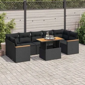 Set sofás jardín y cojines 8 pzas ratán sintético acacia negro von , Gartensets - Ref: Foro24-3327457, Preis: 556,03 €, Rabat...