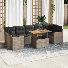 Set sofás jardín y cojines 8 pzas ratán sintético acacia gris von , Gartensets - Ref: Foro24-3327462, Preis: 529,86 €, Rabatt: %