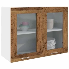 Armario colgante vidrio madera ingeniería envejecida 80x31x60cm de , Armarios de cocina - Ref: Foro24-856119, Precio: 68,59 €...