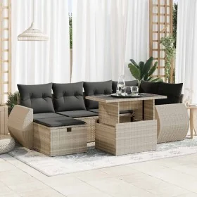 Set de sofás de jardín 7 pzas con cojines ratán PE gris claro von , Gartensets - Ref: Foro24-3327902, Preis: 551,69 €, Rabatt: %