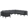Gartenmöbel 9-teilig und Kissen aus schwarzem massivem Kiefernholz von vidaXL, Gartensets - Ref: Foro24-3096903, Preis: 881,1...