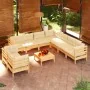 Garden furniture 10 pieces and solid pine wood cream cushions by vidaXL, Garden sets - Ref: Foro24-3096905, Price: 843,37 €, ...