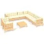 Garden furniture 10 pieces and solid pine wood cream cushions by vidaXL, Garden sets - Ref: Foro24-3096905, Price: 843,37 €, ...