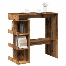Mesa de bar con estante madera envejecida 100x48x101,5 cm by , Kitchen and dining tables - Ref: Foro24-856758, Price: 89,02 €...