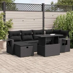 Set de sofás de jardín 7 pzas con cojines ratán sintético negro by , Garden sets - Ref: Foro24-3327855, Price: 540,79 €, Disc...