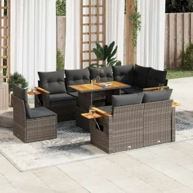 Set sofás jardín y cojines 9 pzas ratán sintético acacia gris by , Garden sets - Ref: Foro24-3327616, Price: 640,55 €, Discou...