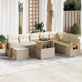 Set sofás jardín y cojines 9 pzas ratán sintético acacia beige by , Garden sets - Ref: Foro24-3327635, Price: 660,24 €, Disco...