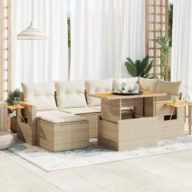 Set sofás jardín y cojines 7 pzas ratán sintético acacia beige by , Garden sets - Ref: Foro24-3327621, Price: 534,13 €, Disco...