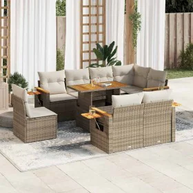 Set sofás jardín y cojines 9 pzas ratán sintético acacia beige by , Garden sets - Ref: Foro24-3327614, Price: 730,26 €, Disco...