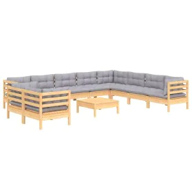 Gartenmöbel-Set 11-teilig und Kissen aus massivem Kiefernholz von vidaXL, Gartensets - Ref: Foro24-3096916, Preis: 846,60 €, ...