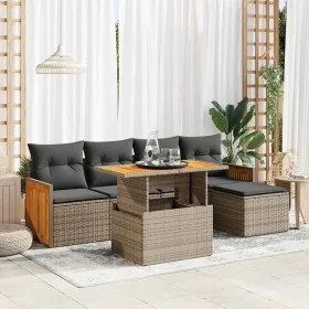 Set sofás jardín y cojines 6 pzas ratán sintético acacia gris von , Gartensets - Ref: Foro24-3327700, Preis: 410,41 €, Rabatt: %