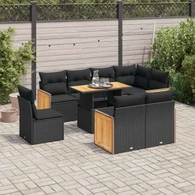 Set sofás jardín y cojines 9 pzas ratán sintético acacia negro von , Gartensets - Ref: Foro24-3327723, Preis: 638,25 €, Rabat...