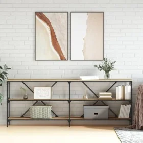 Sonoma oak engineered iron console table 200x30x75 cm by , Side tables - Ref: Foro24-832859, Price: 109,42 €, Discount: %