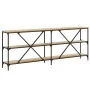 Sonoma oak engineered iron console table 200x30x75 cm by , Side tables - Ref: Foro24-832859, Price: 109,42 €, Discount: %