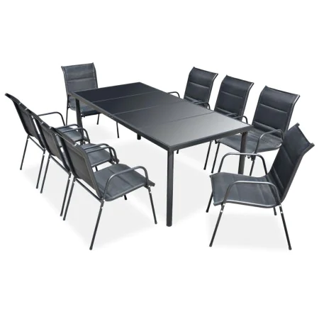 Juego de comedor de jardín 9 piezas de acero negro by , Garden sets - Ref: Foro24-43311, Price: 619,62 €, Discount: %