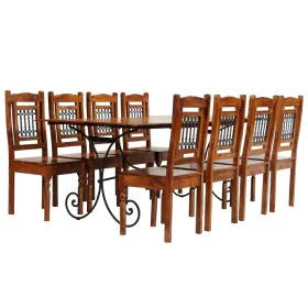9-piece solid acacia wood dining table set by , Furniture sets for kitchens and dining rooms - Ref: Foro24-275339, Price: 1,0...