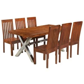 Dining table set 7 units solid acacia wood by , Furniture sets for kitchens and dining rooms - Ref: Foro24-275332, Price: 932...