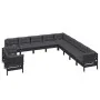 Muebles de jardín 11 pzas y cojines negro madera maciza de pino de vidaXL, Conjuntos de jardín - Ref: Foro24-3096927, Precio:...