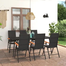 Juego de comedor para jardín 7 piezas negro y marrón de , Conjuntos de jardín - Ref: Foro24-3060092, Precio: 552,89 €, Descue...