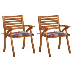 Garden dining chairs with cushions 2 pcs solid acacia wood by , Garden chairs - Ref: Foro24-3060819, Price: 195,90 €, Discoun...