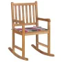 Solid teak wood rocking chair with red checkered cushion by , Garden chairs - Ref: Foro24-3062770, Price: 161,14 €, Discount: %