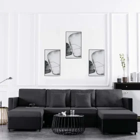 4-seater pull-out sofa bed in black synthetic leather by , Sofas - Ref: Foro24-287217, Price: 1,00 €, Discount: %