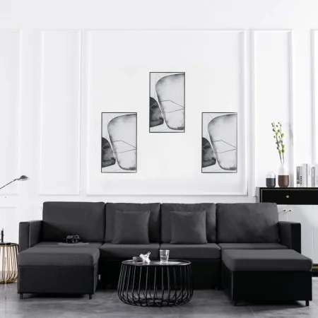 Ausziehbares 4-Sitzer-Schlafsofa aus schwarzem Kunstleder von , Sofas - Ref: Foro24-287217, Preis: 1,00 €, Rabatt: %