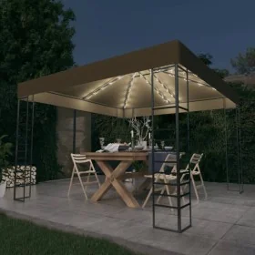 Garden gazebo tent with LED light strip 3x3m taupe 180 g/m² by , Tents and gazebos - Ref: Foro24-3070309, Price: 272,94 €, Di...