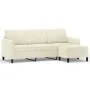 Sofá de 3 plazas con taburete de terciopelo crema 180 cm de , Sofás - Ref: Foro24-3201182, Precio: 359,71 €, Descuento: %