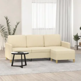 3-Sitzer-Sofa mit cremefarbenem Stoffhocker 180 cm von , Sofas - Ref: Foro24-3201194, Preis: 308,40 €, Rabatt: %