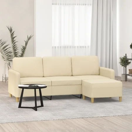 3-seater sofa with cream fabric stool 180 cm by , Sofas - Ref: Foro24-3201194, Price: 308,40 €, Discount: %