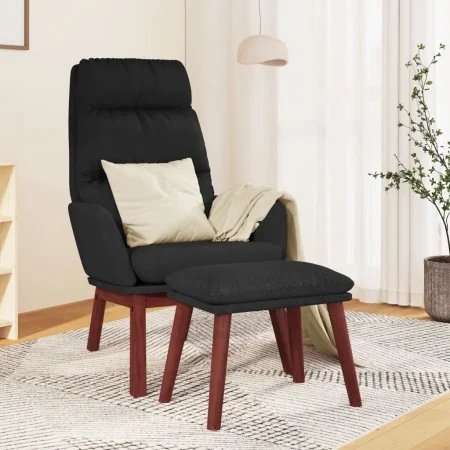 Sillón de relax con reposapiés tela negro de , Sillones - Ref: Foro24-3097569, Precio: 146,70 €, Descuento: %