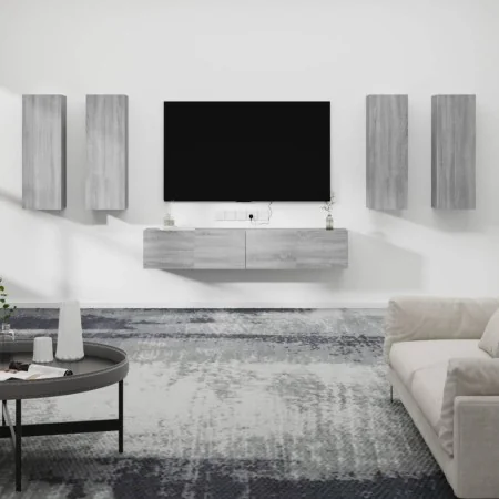 6 pcs TV furniture set plywood Sonoma gray by , TV Furniture - Ref: Foro24-3114348, Price: 230,09 €, Discount: %