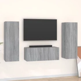 3 pcs TV furniture set plywood Sonoma gray by , TV Furniture - Ref: Foro24-3120234, Price: 114,88 €, Discount: %