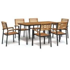 7-teiliges Garten-Esszimmerset aus massivem Akazienholz und Metall von , Gartensets - Ref: Foro24-3155417, Preis: 666,01 €, R...