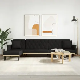 L-förmiges Schlafsofa aus schwarzem Samt 271x140x70 cm von , Sofas - Ref: Foro24-3157279, Preis: 427,84 €, Rabatt: %