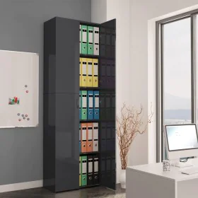 Büroschrank aus glänzendem grauem Sperrholz 60x32x190 cm von , Aktenschränke - Ref: Foro24-800305, Preis: 173,64 €, Rabatt: %