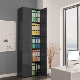 Glossy grey plywood office cabinet 60x32x190 cm by , Filing cabinets - Ref: Foro24-800305, Price: 173,64 €, Discount: %