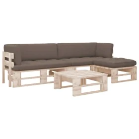 4-piece pallet furniture and impregnated pine wood cushions by , Garden sets - Ref: Foro24-3066825, Price: 348,69 €, Discount: %