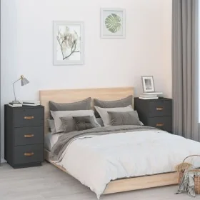 Nachttische 2 Stk. massives Kiefernholz grau 40x40x75 cm von , Nachttische - Ref: Foro24-818340, Preis: 185,36 €, Rabatt: %