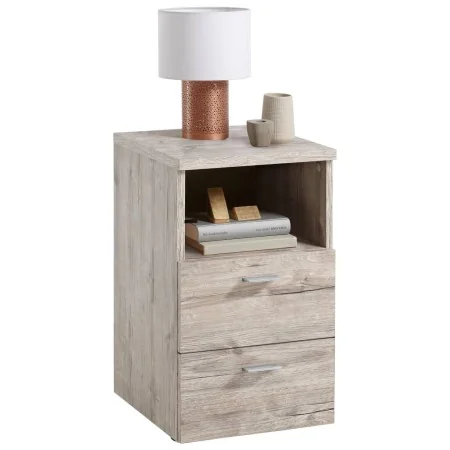 FMD Bedside table with 2 drawers and open shelf in sand oak color by , Nightstands - Ref: Foro24-428718, Price: 137,37 €, Dis...