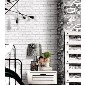 Urban Friends & Coffee Wallpaper gray and white bricks by , Painted paper - Ref: Foro24-425320, Price: 29,73 €, Discount: %