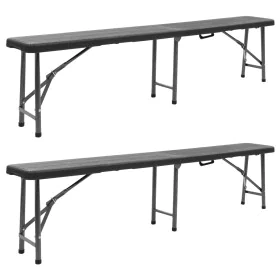 Folding garden benches 2 units HDPE black 180 cm by , garden benches - Ref: Foro24-48832, Price: 94,78 €, Discount: %