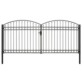 Doppeltor-Zauntor mit Bogen 400x200 cm schwarzer Stahl von , Gartentore - Ref: Foro24-143096, Preis: 499,73 €, Rabatt: %