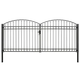 Double gate fence gate with arch 400x200 cm black steel by , garden gates - Ref: Foro24-143096, Price: 499,73 €, Discount: %