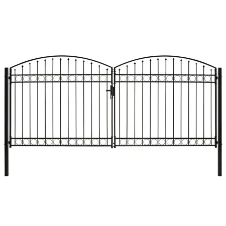 Doppeltor-Zauntor mit Bogen 400x200 cm schwarzer Stahl von , Gartentore - Ref: Foro24-143096, Preis: 509,77 €, Rabatt: %